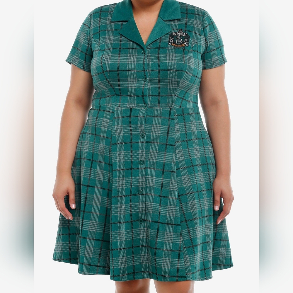 Her Universe Harry Potter Slytherin House Green Plaid Dress